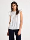Sleeveless top with broderie anglaise - 3011944-300