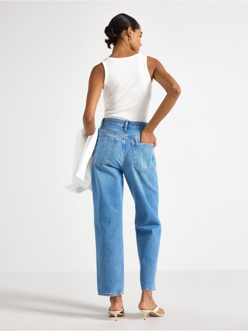 STRAIGHT cropped jeans with rhinestones - 3013033-791