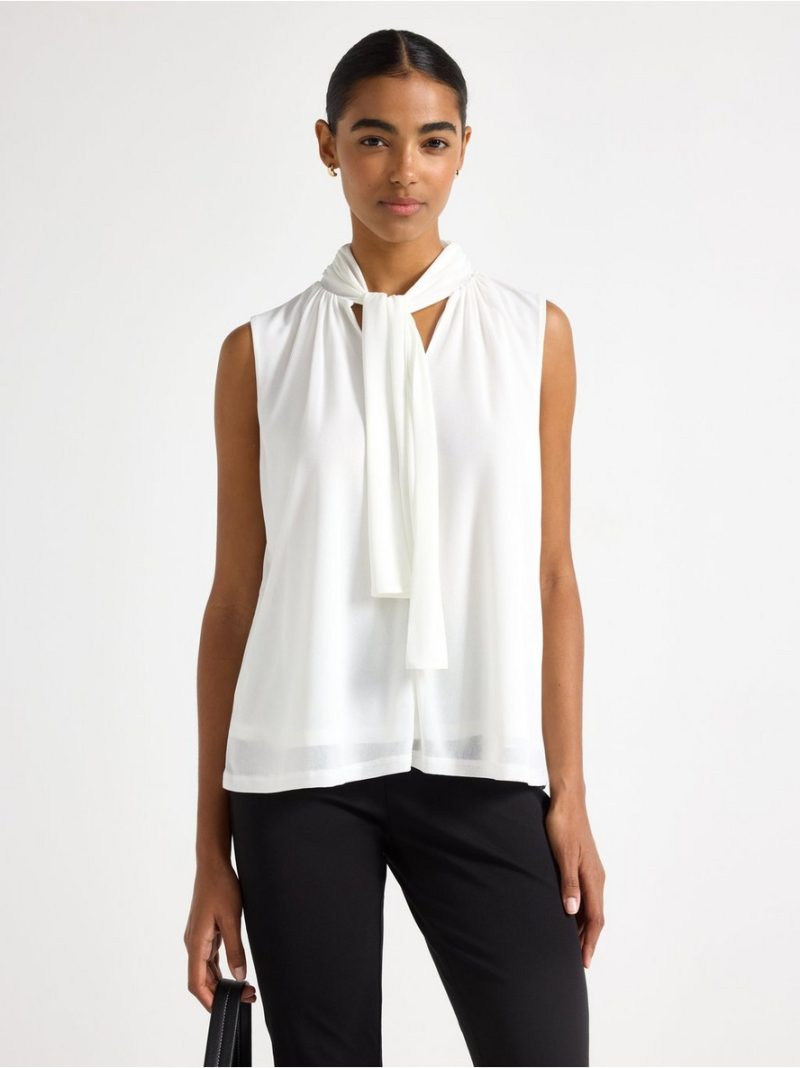 Sleeveless blouse with tie band - 3013393-300