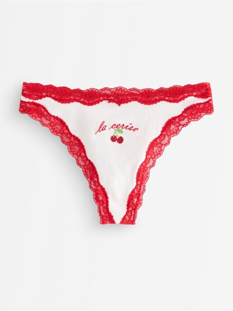 Thong with lace trim - 3008955-300