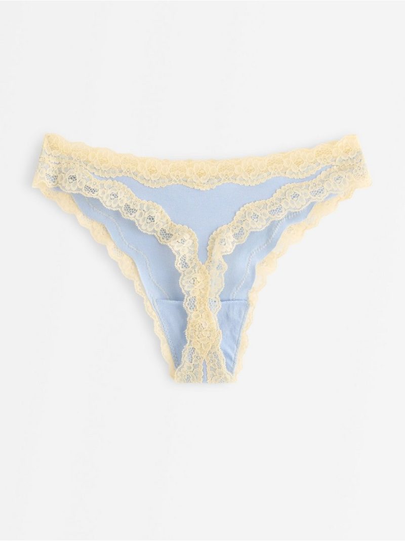 Thong with lace trim - 3008955-7325