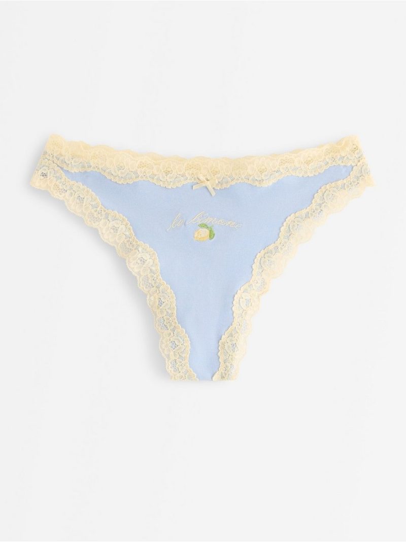Thong with lace trim - 3008955-7325