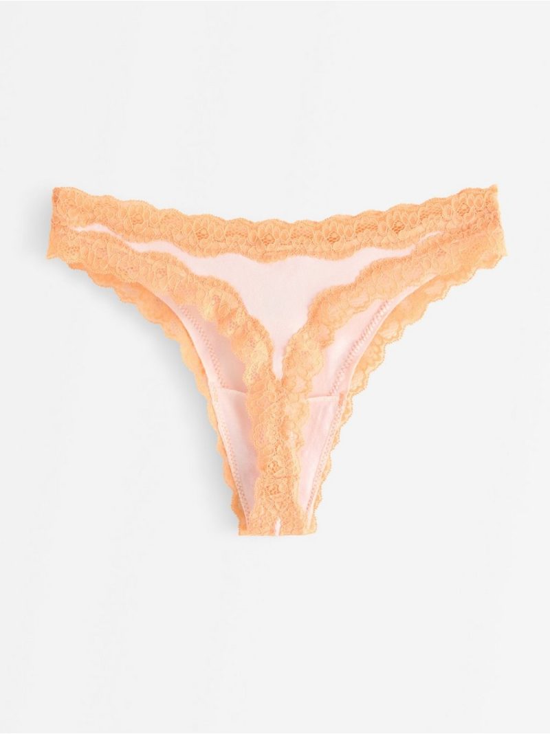 Thong with lace trim - 3008955-9339