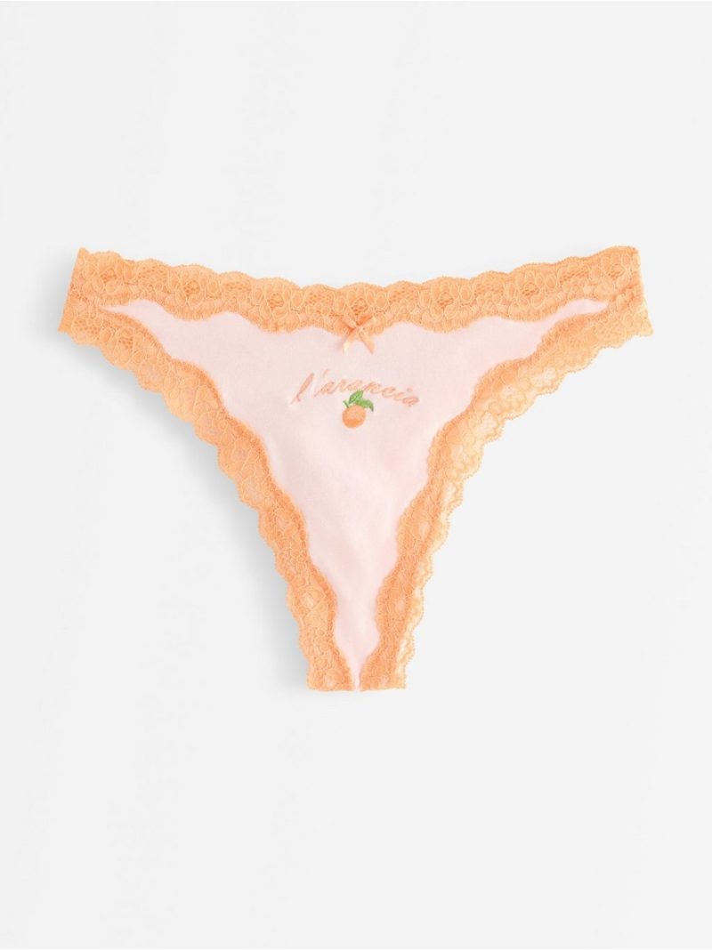 Thong with lace trim - 3008955-9339