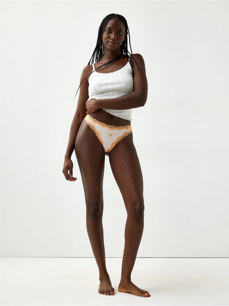 Thong with lace trim - 3008955-9339