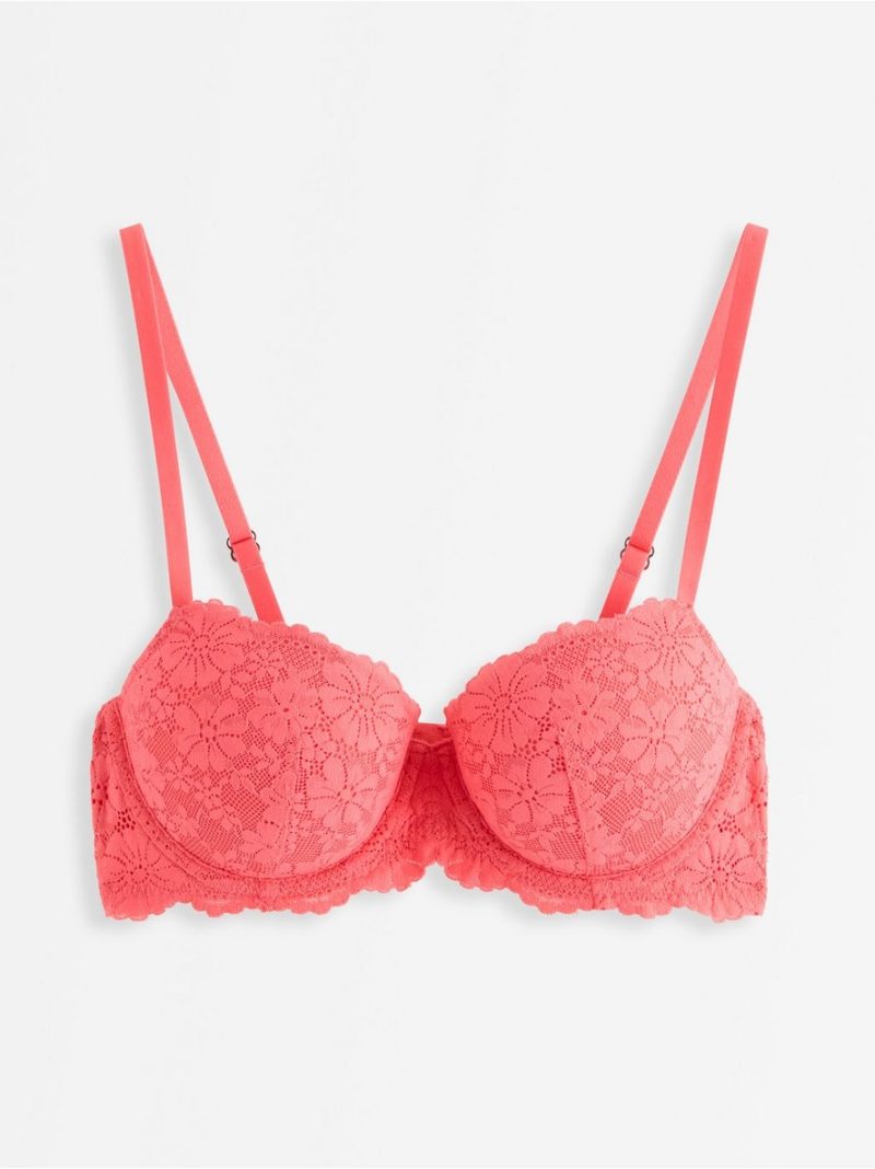 Push-up balconette bra with lace - 3010871-7908