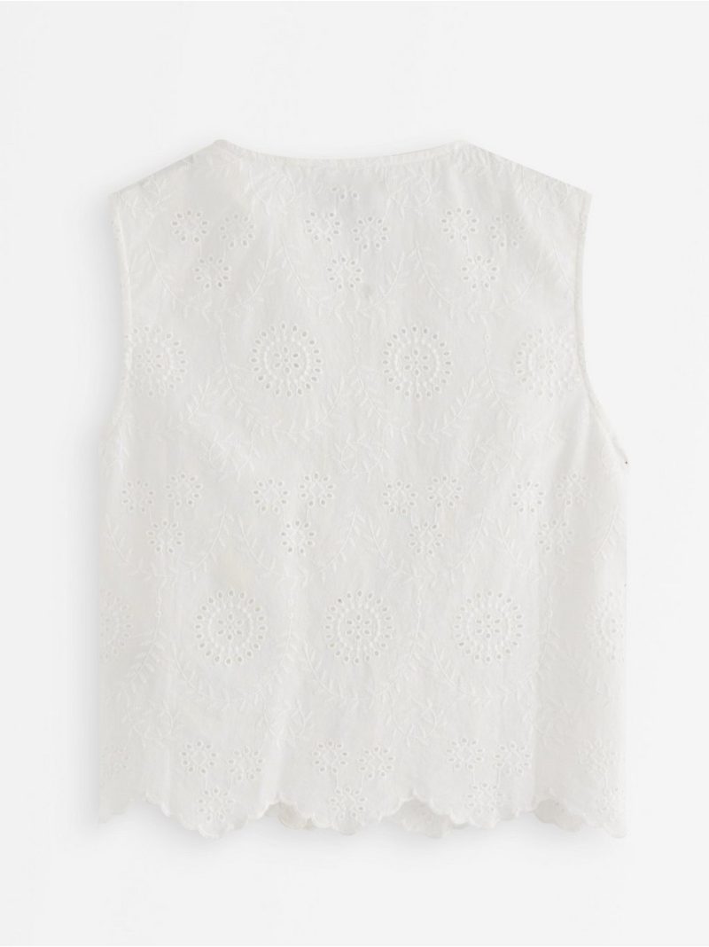 Sleeveless blouse with broderie anglaise - 3011158-300