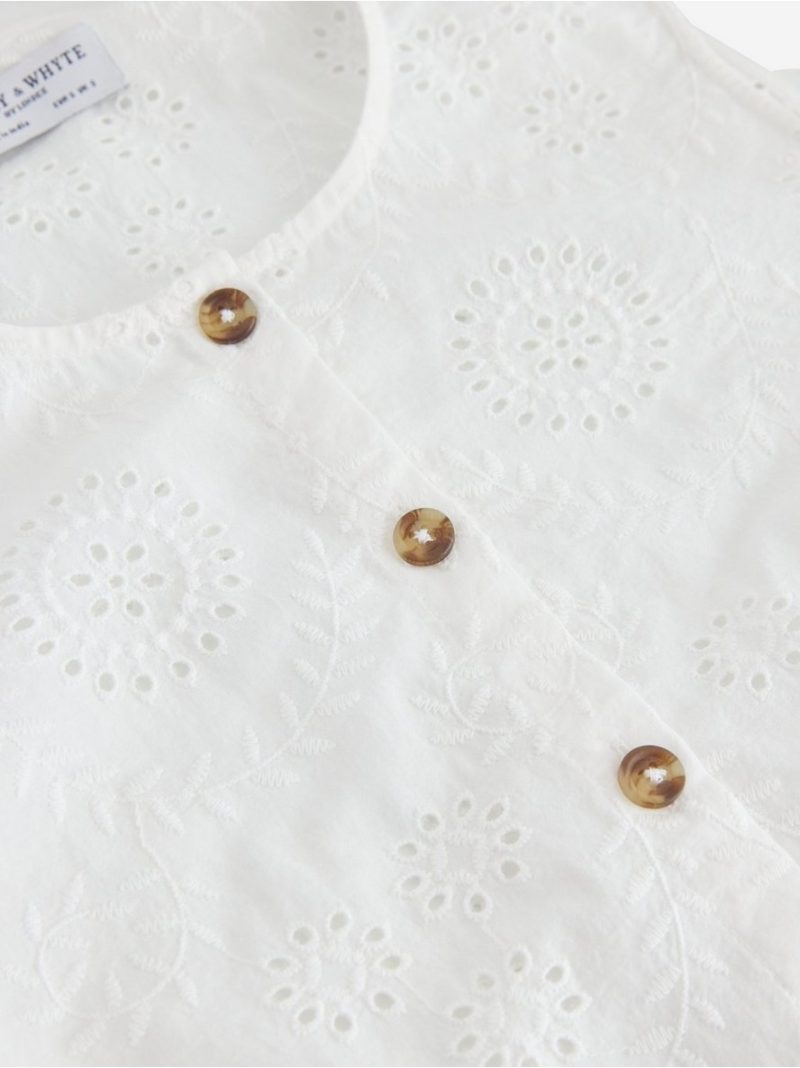 Sleeveless blouse with broderie anglaise - 3011158-300