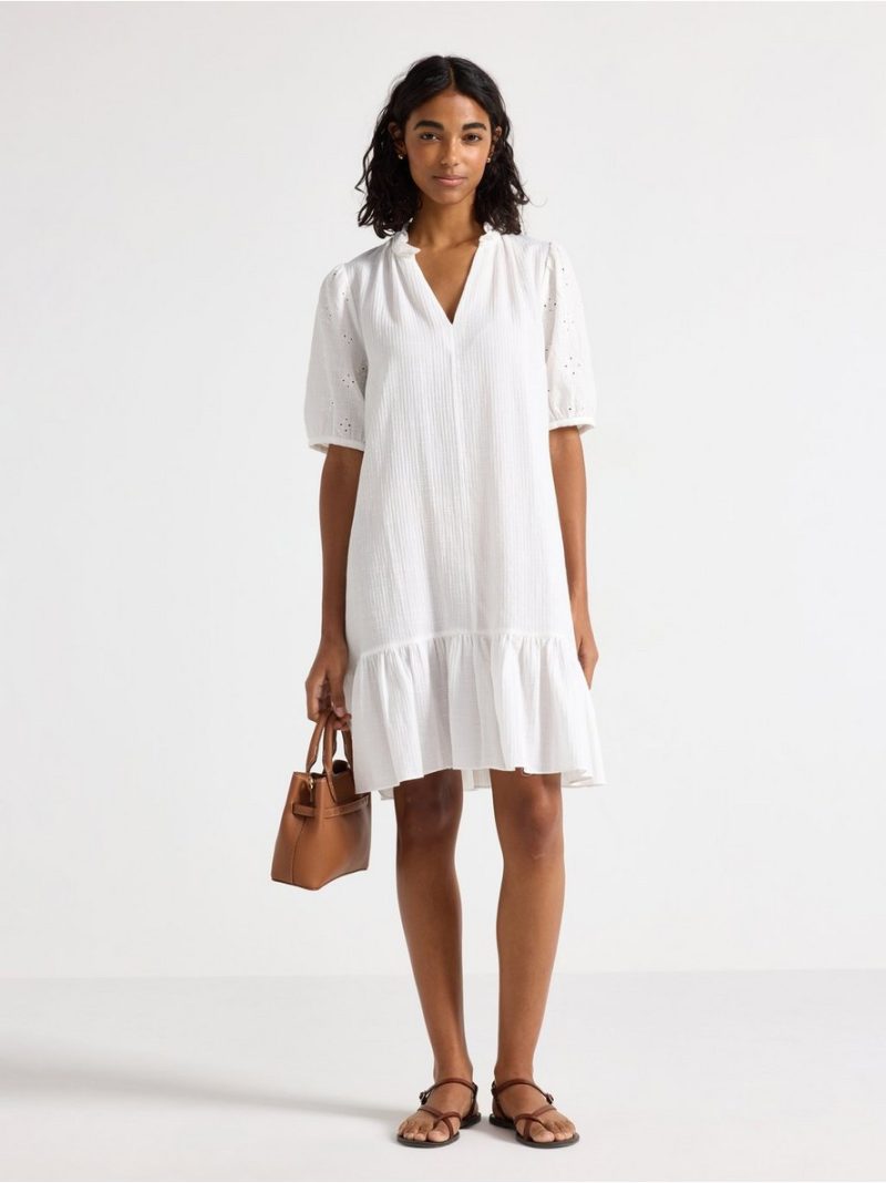 Mini dress with broderie anglaise - 3011449-300