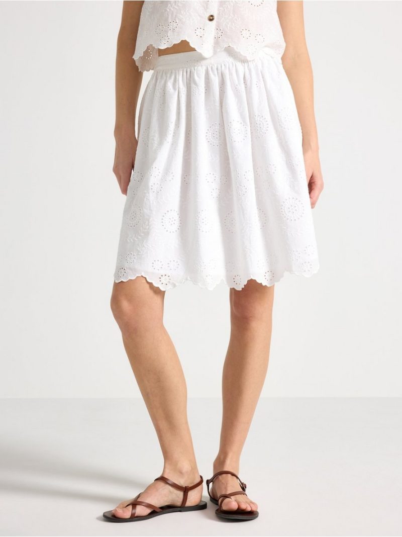 Mini skirt with broderie anglaise - 3011570-300