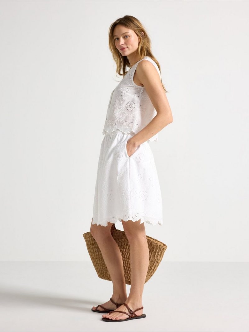 Mini skirt with broderie anglaise - 3011570-300