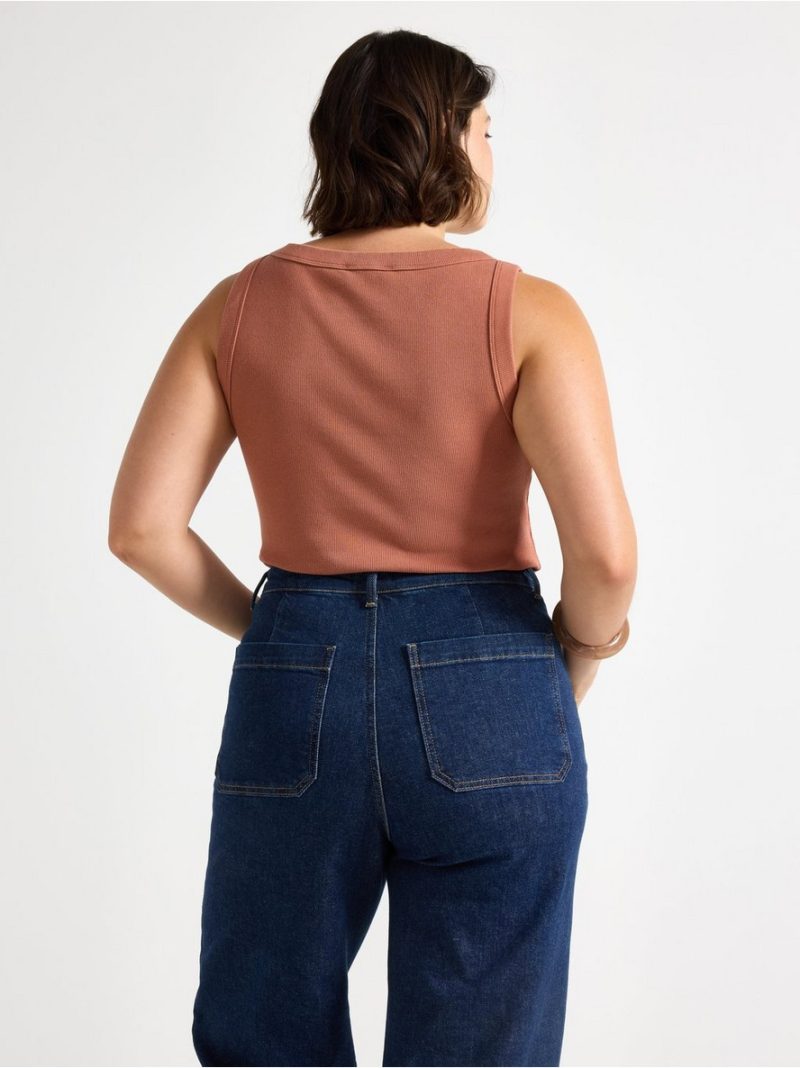 Ribbed tank top in washed cotton - 3011579-1802