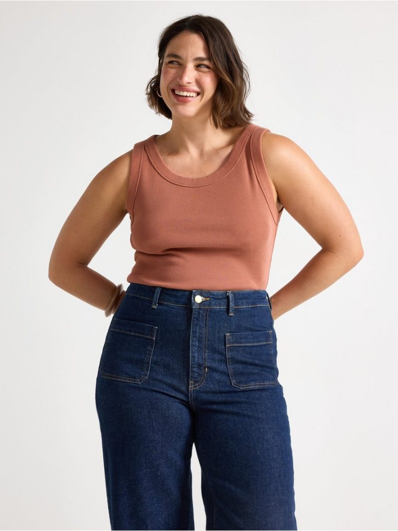 - Ribbed tank top in washed cotton Ribbed tank top in washed cotton - 3011579-1802