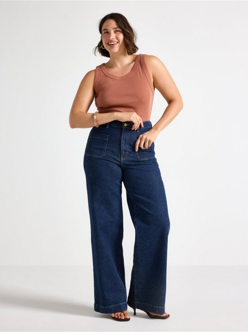Ribbed tank top in washed cotton - 3011579-1802