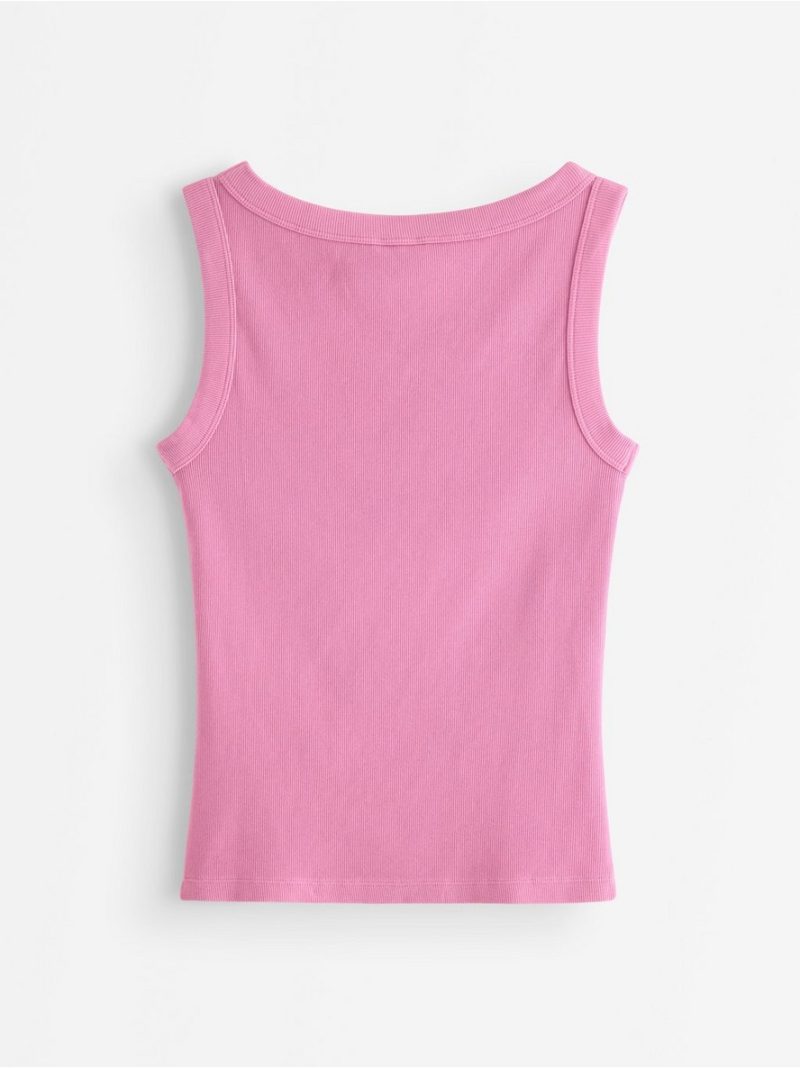 Ribbed tank top in washed cotton - 3011579-9619
