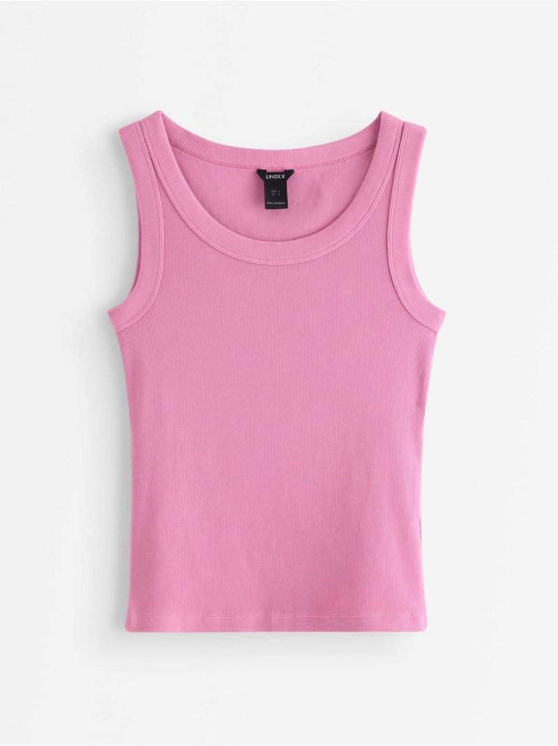 Ribbed tank top in washed cotton - 3011579-9619