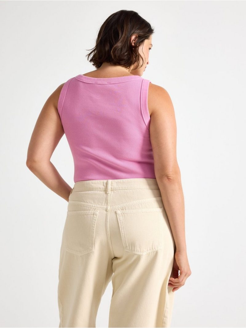Ribbed tank top in washed cotton - 3011579-9619