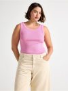 Ribbed tank top in washed cotton - 3011579-9619