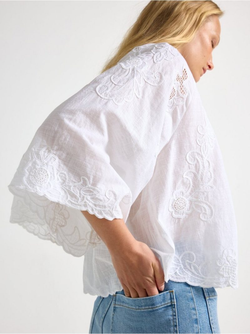 Embroidered blouse with wide sleeves - 3011891-1418