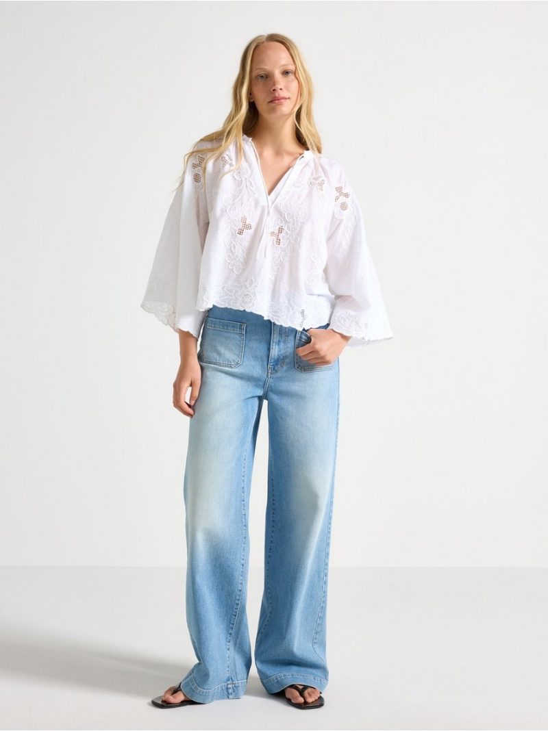 Embroidered blouse with wide sleeves - 3011891-1418