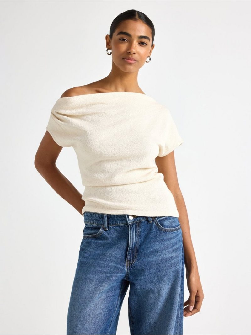 Fine-knit top with short sleeves - 3012996-1480
