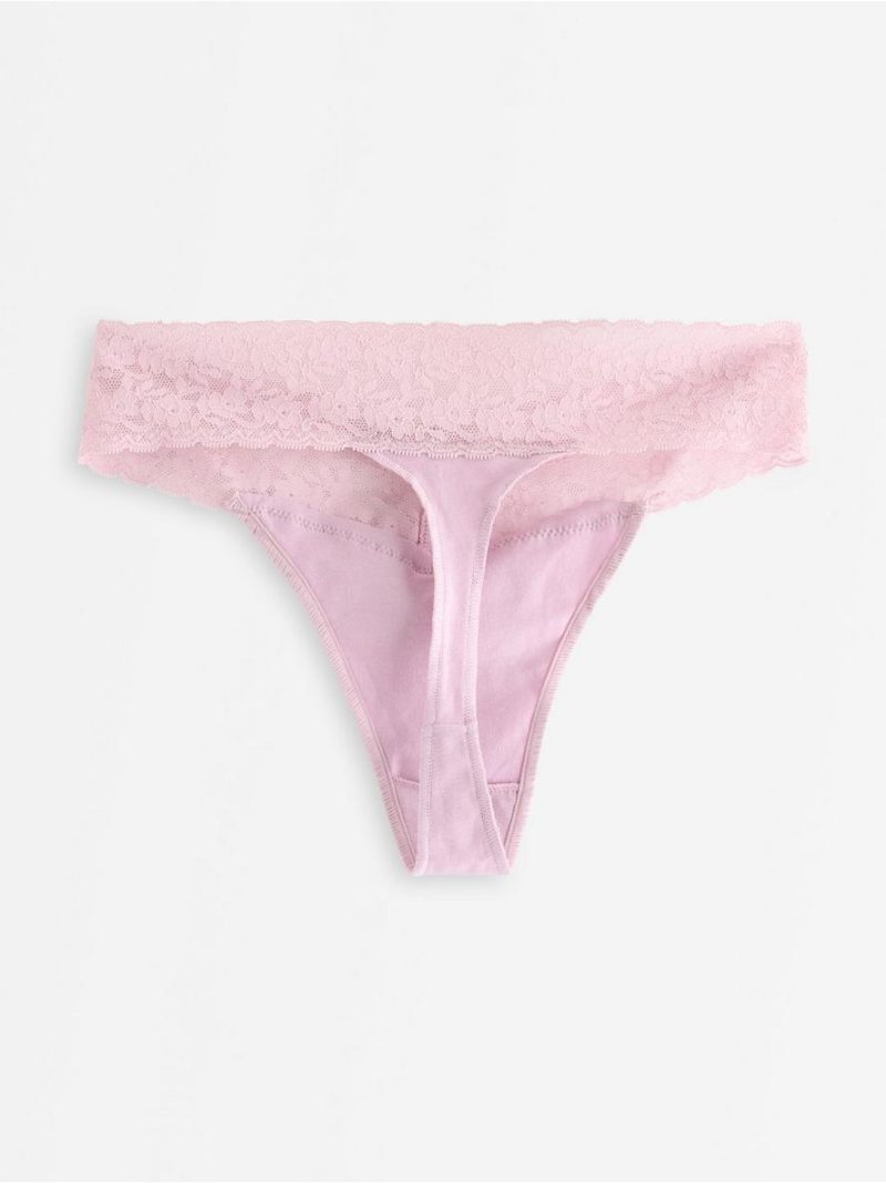 Thong in cotton with lace - 3008957-5843