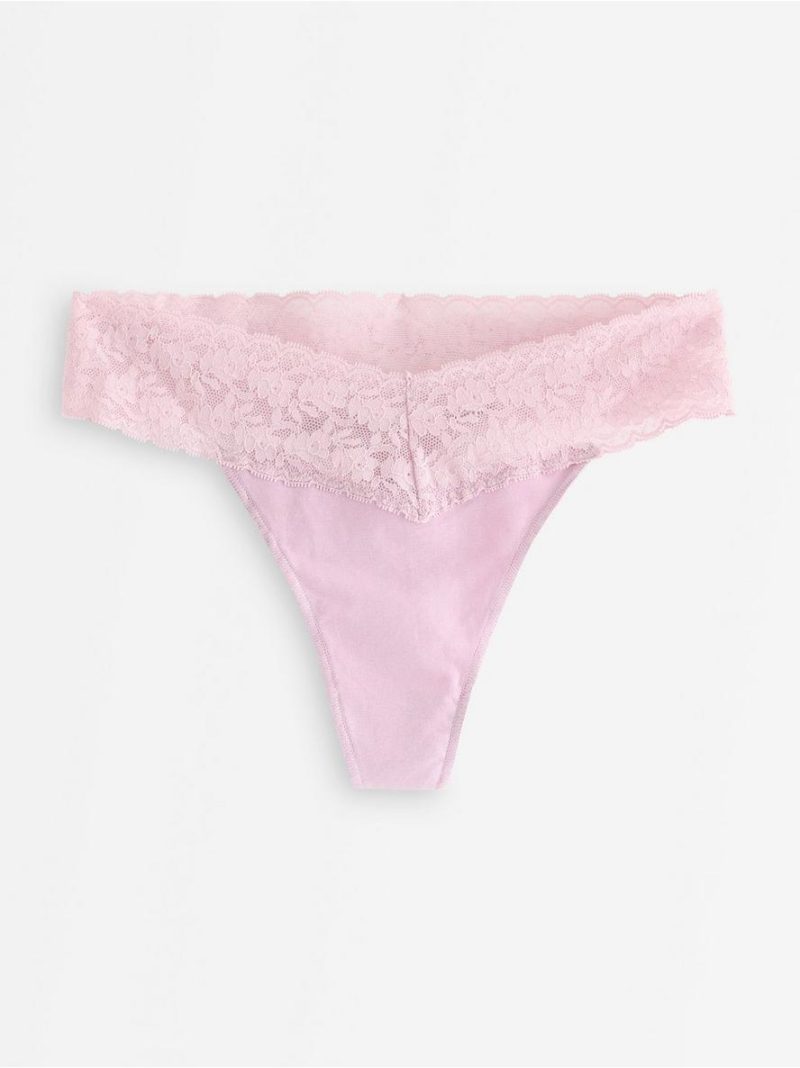 Thong in cotton with lace - 3008957-5843