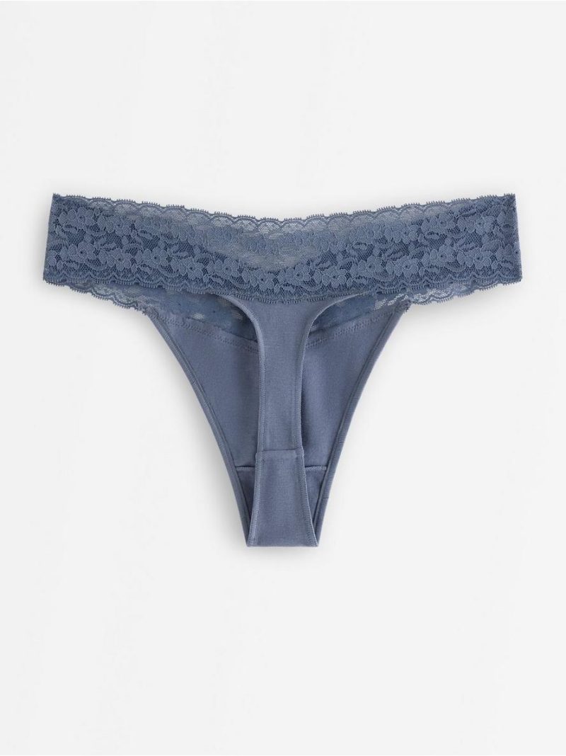 Thong in cotton with lace - 3008957-6946