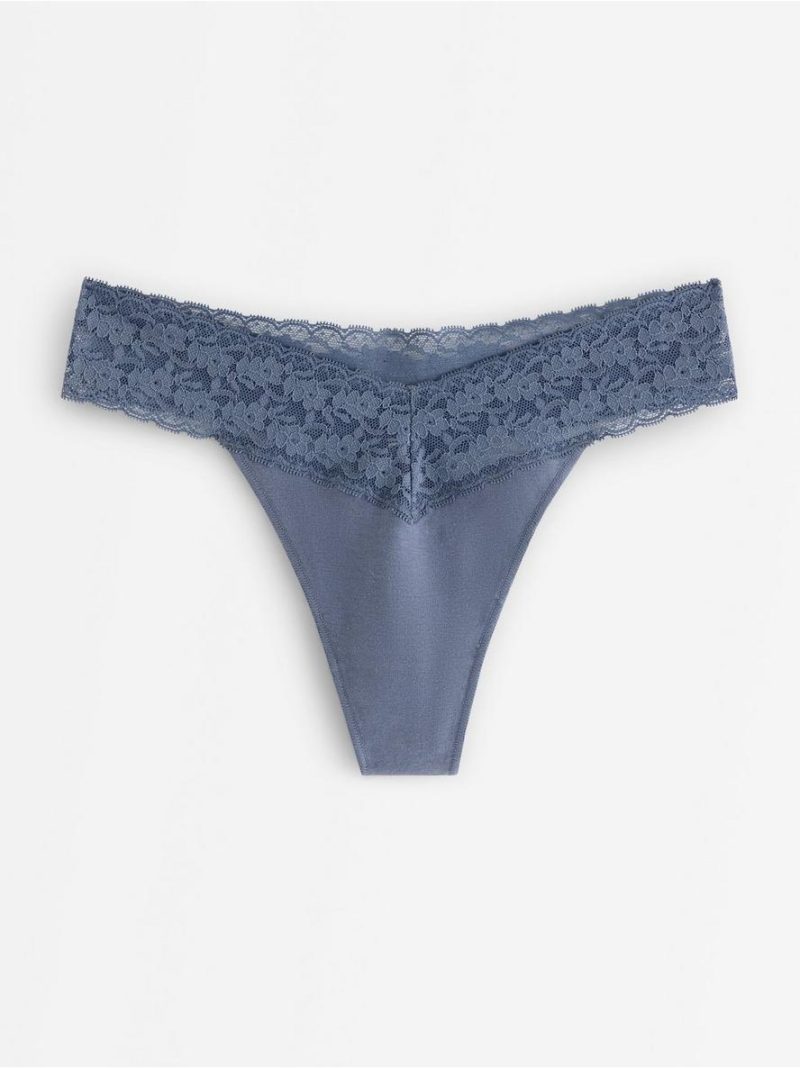 Thong in cotton with lace - 3008957-6946