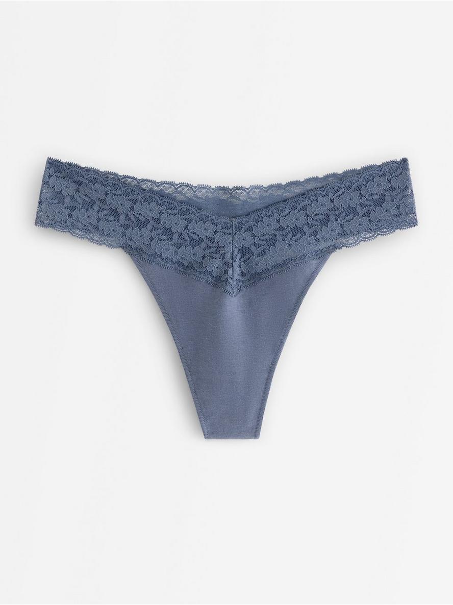 Thong in cotton with lace - 3008957-6946