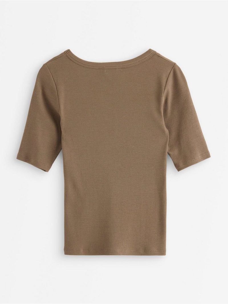 Ribbed short-sleeved top - 3010094-2385