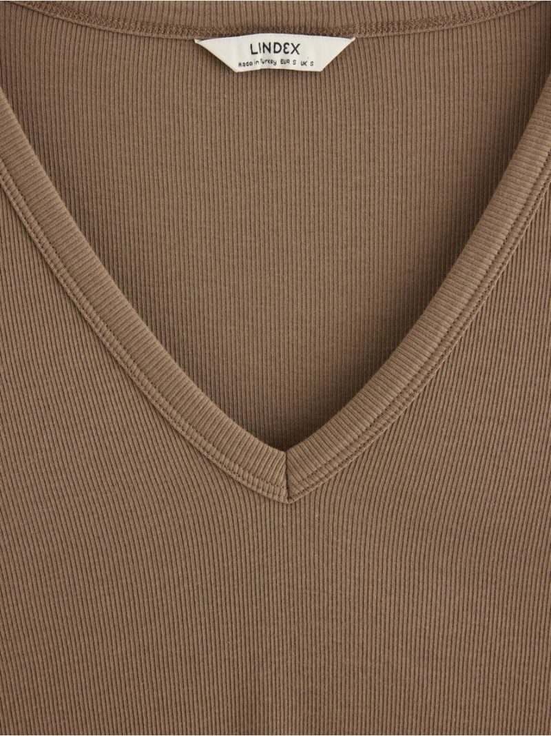 Ribbed short-sleeved top - 3010094-2385