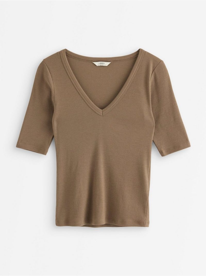 Ribbed short-sleeved top - 3010094-2385