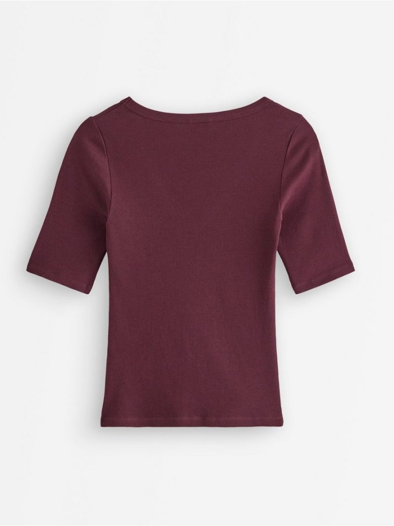 Ribbed short-sleeved top - 3010094-7390