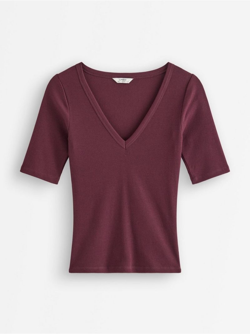Ribbed short-sleeved top - 3010094-7390