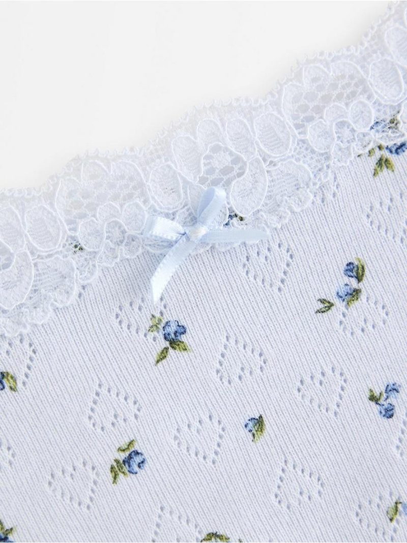Thong in pointelle with lace - 3010105-1148