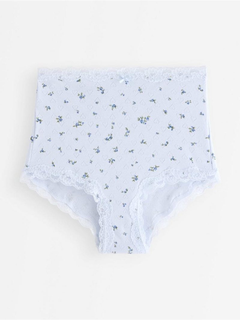 Briefs in pointelle with lace - 3010185-1148