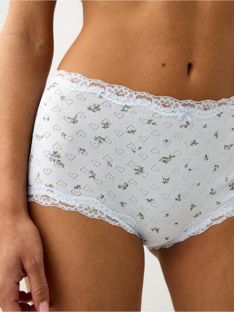 Briefs in pointelle with lace - 3010185-1148