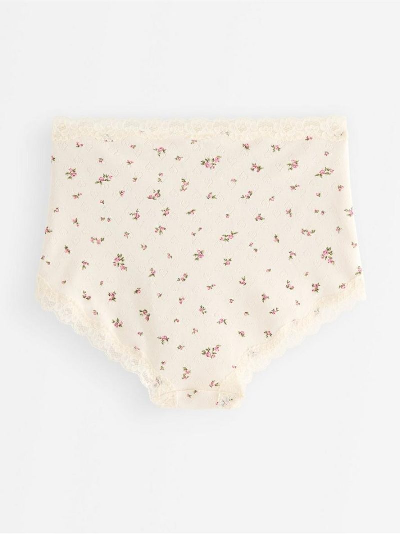 Briefs in pointelle with lace - 3010185-7159