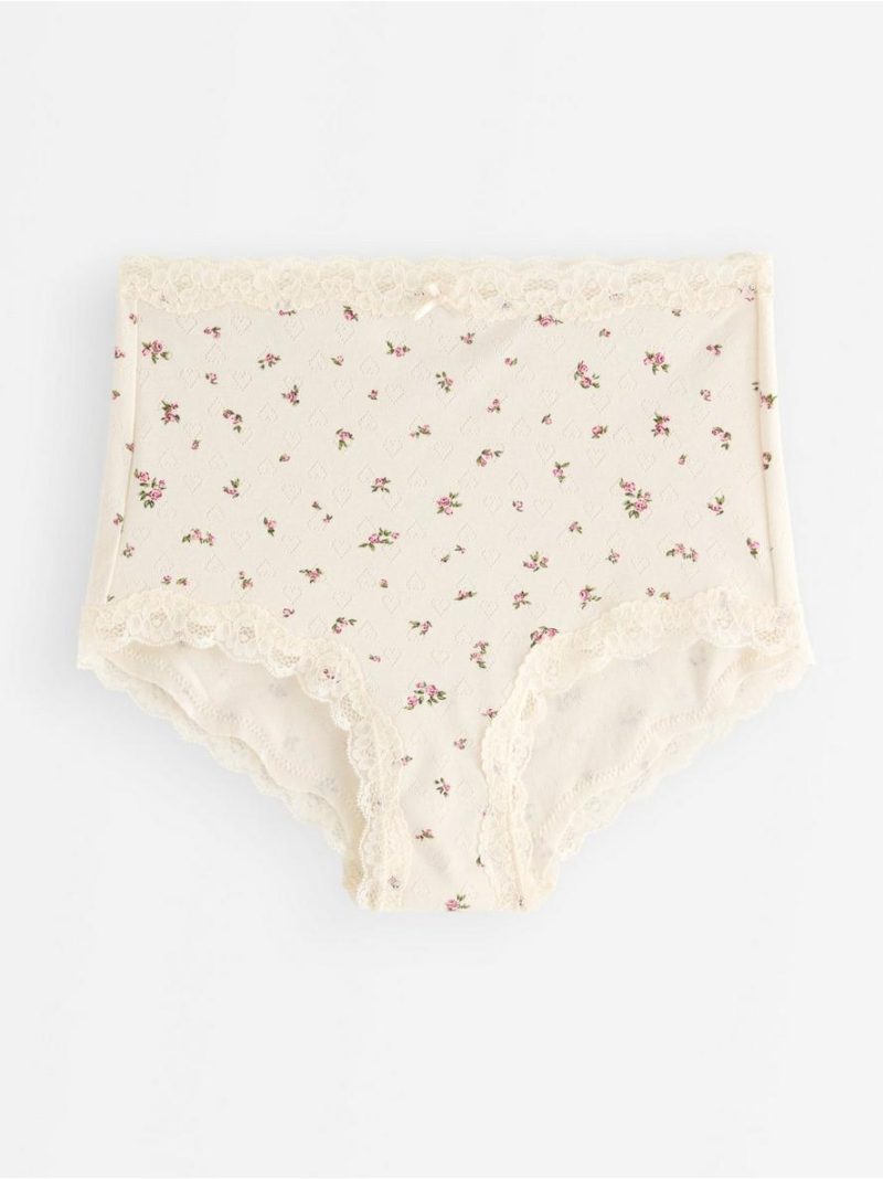 Briefs in pointelle with lace - 3010185-7159
