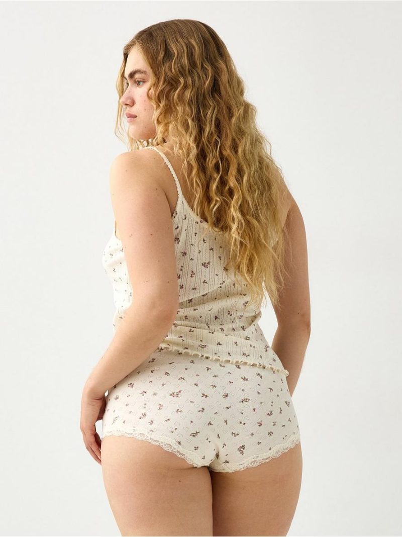 Briefs in pointelle with lace - 3010185-7159