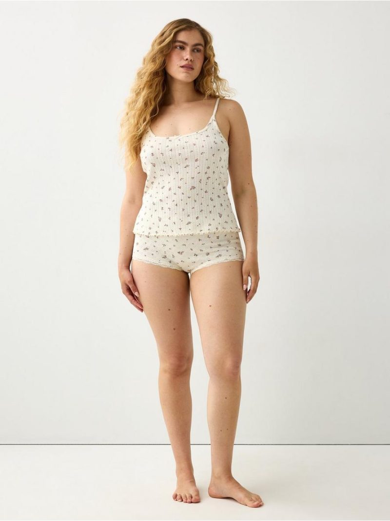 Briefs in pointelle with lace - 3010185-7159