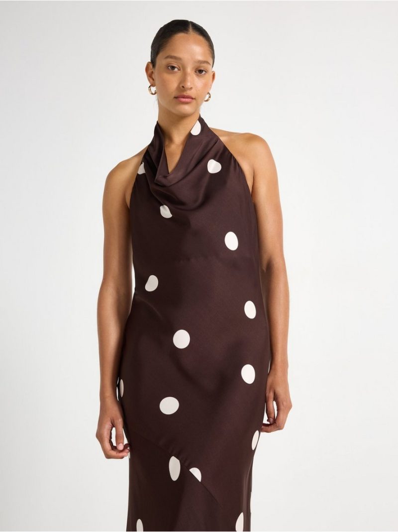 Satin dress with halterneck - 3010589-8117