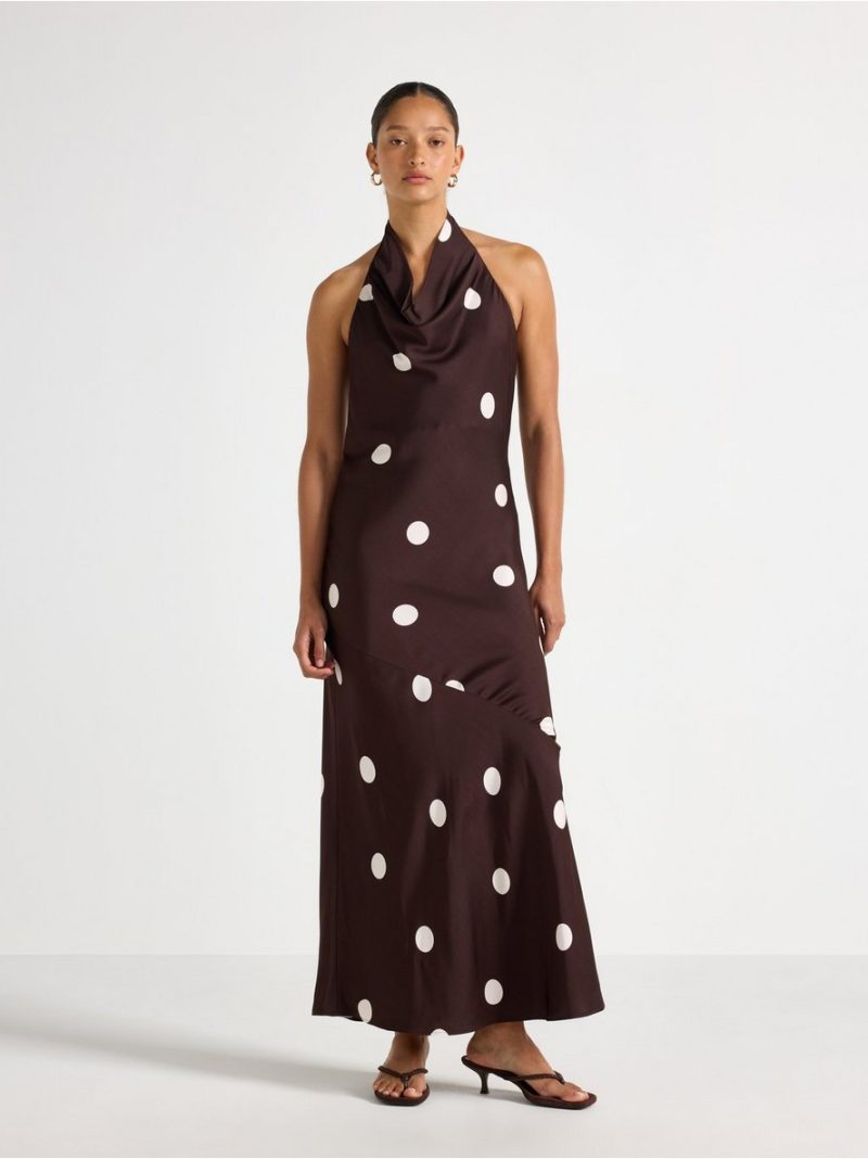 Satin dress with halterneck - 3010589-8117