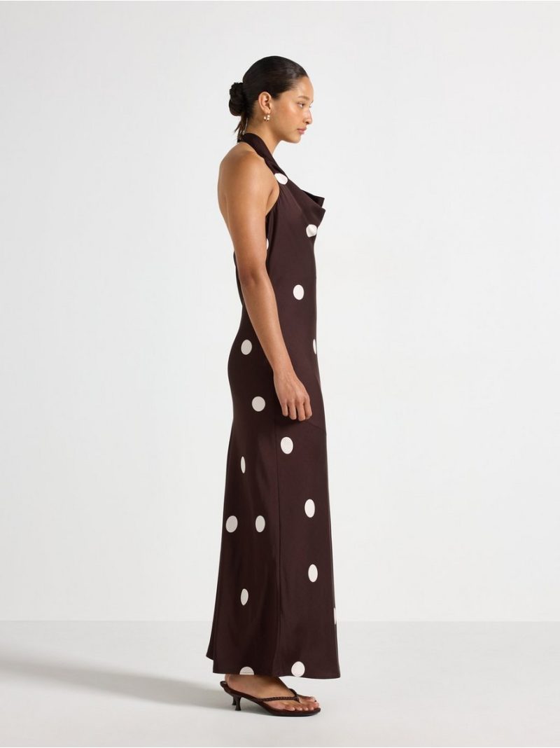 Satin dress with halterneck - 3010589-8117