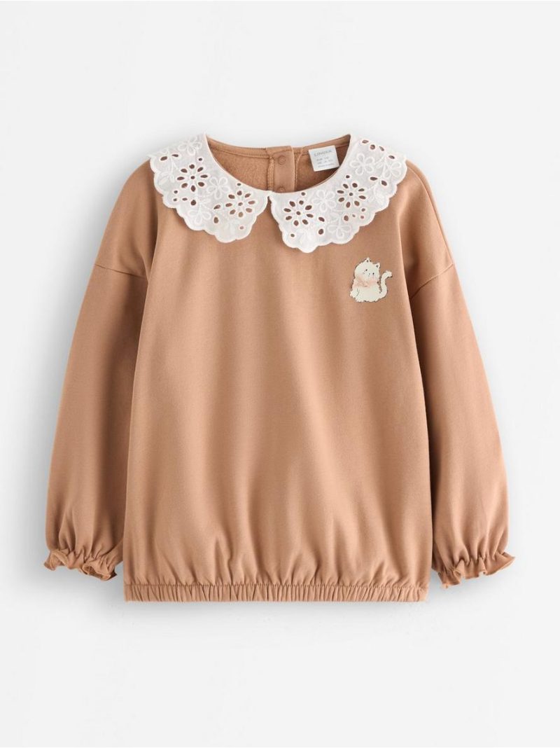 Sweatshirt with collar in broderie anglais - 3011415-2745