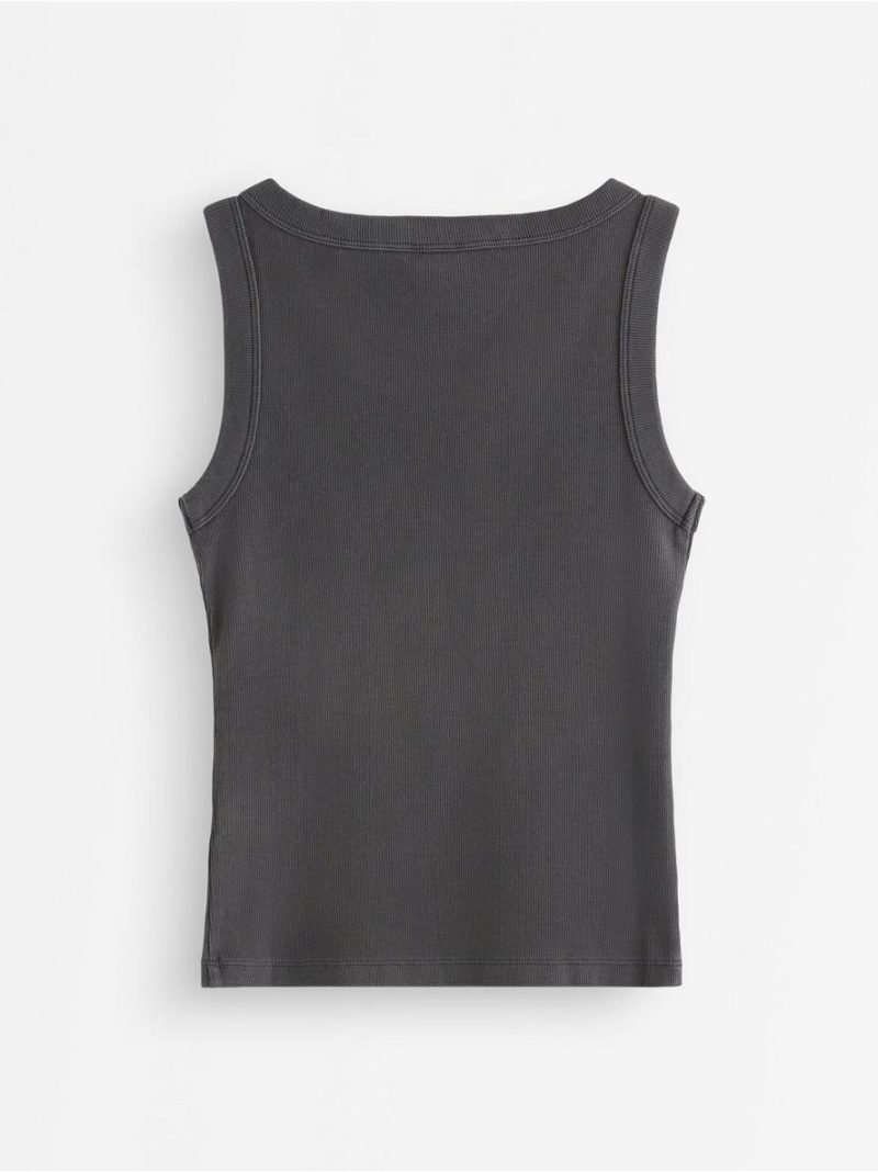 Ribbed tank top in washed cotton - 3011579-80