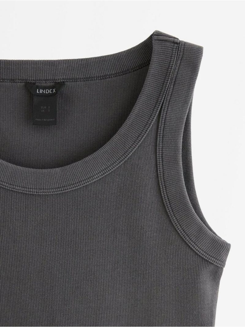 Ribbed tank top in washed cotton - 3011579-80