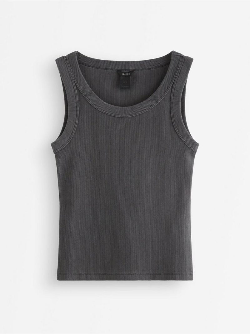 Ribbed tank top in washed cotton - 3011579-80