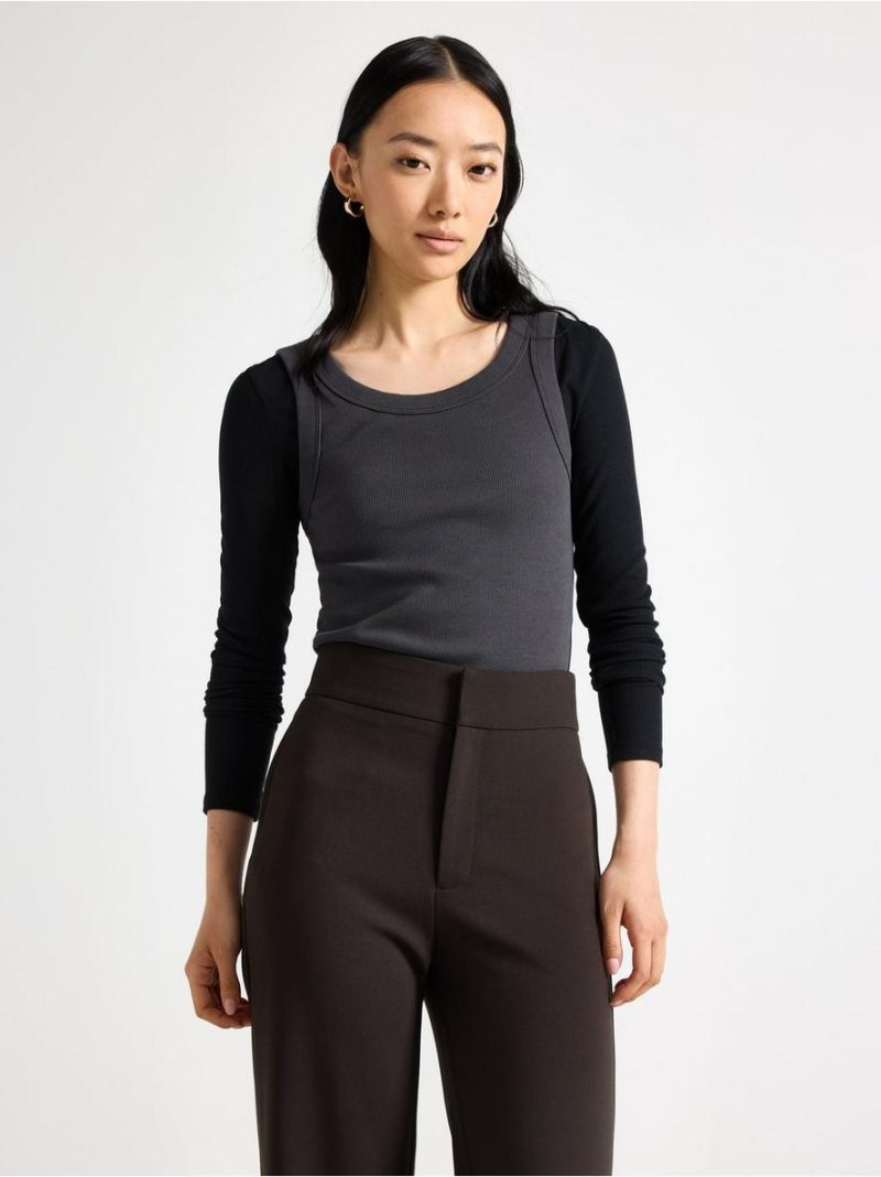 Ribbed tank top in washed cotton - 3011579-80